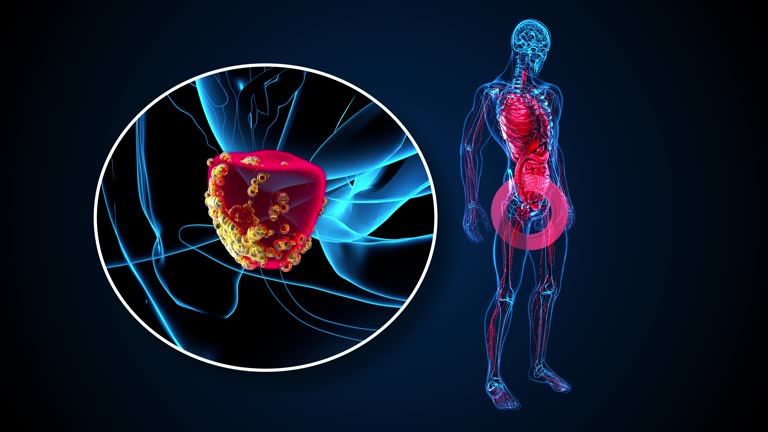 4K abstract 3D animation of the prostate cancer pantangan penyakit prostat